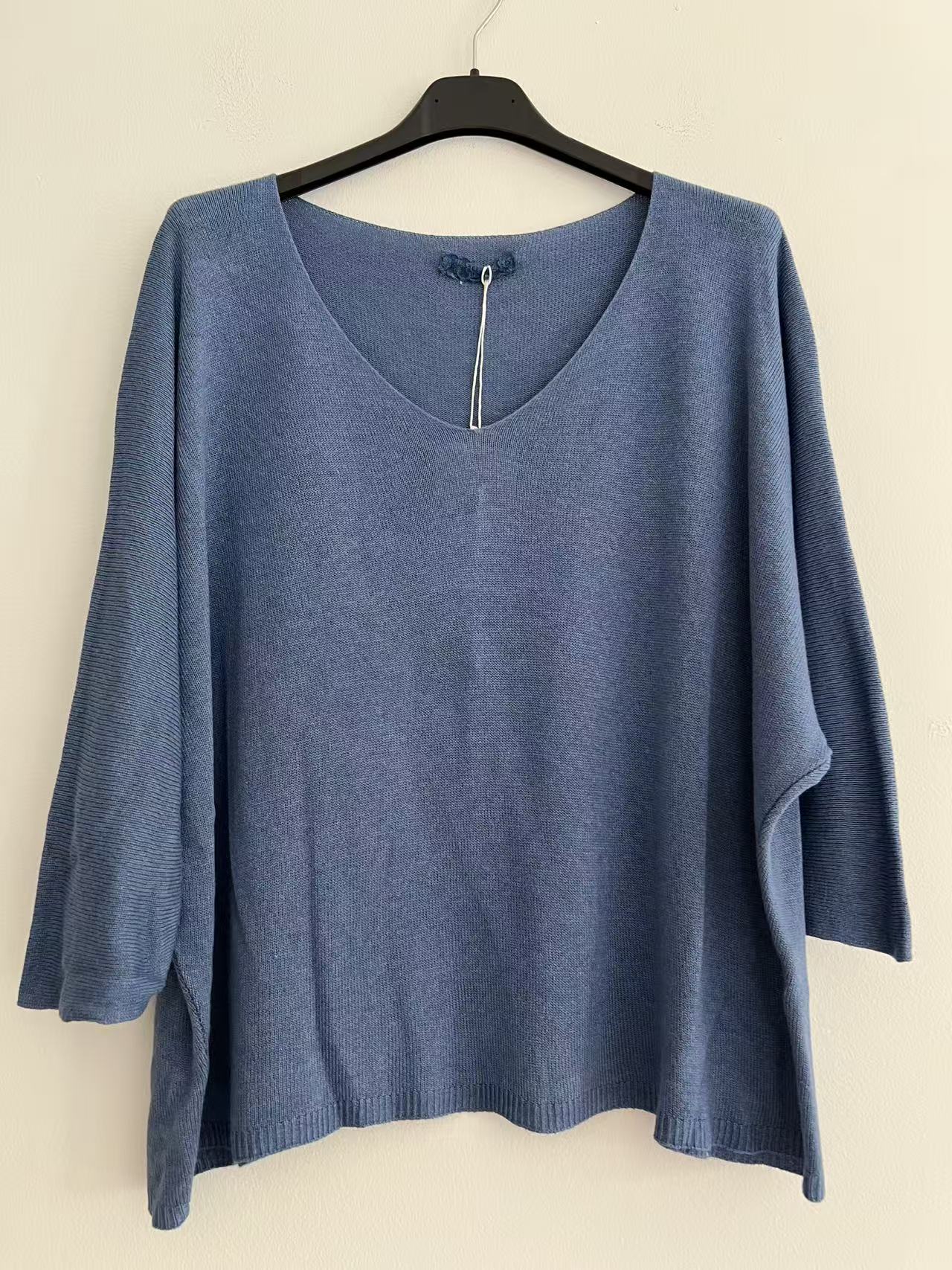 Blusa de puntos azul vaquero 