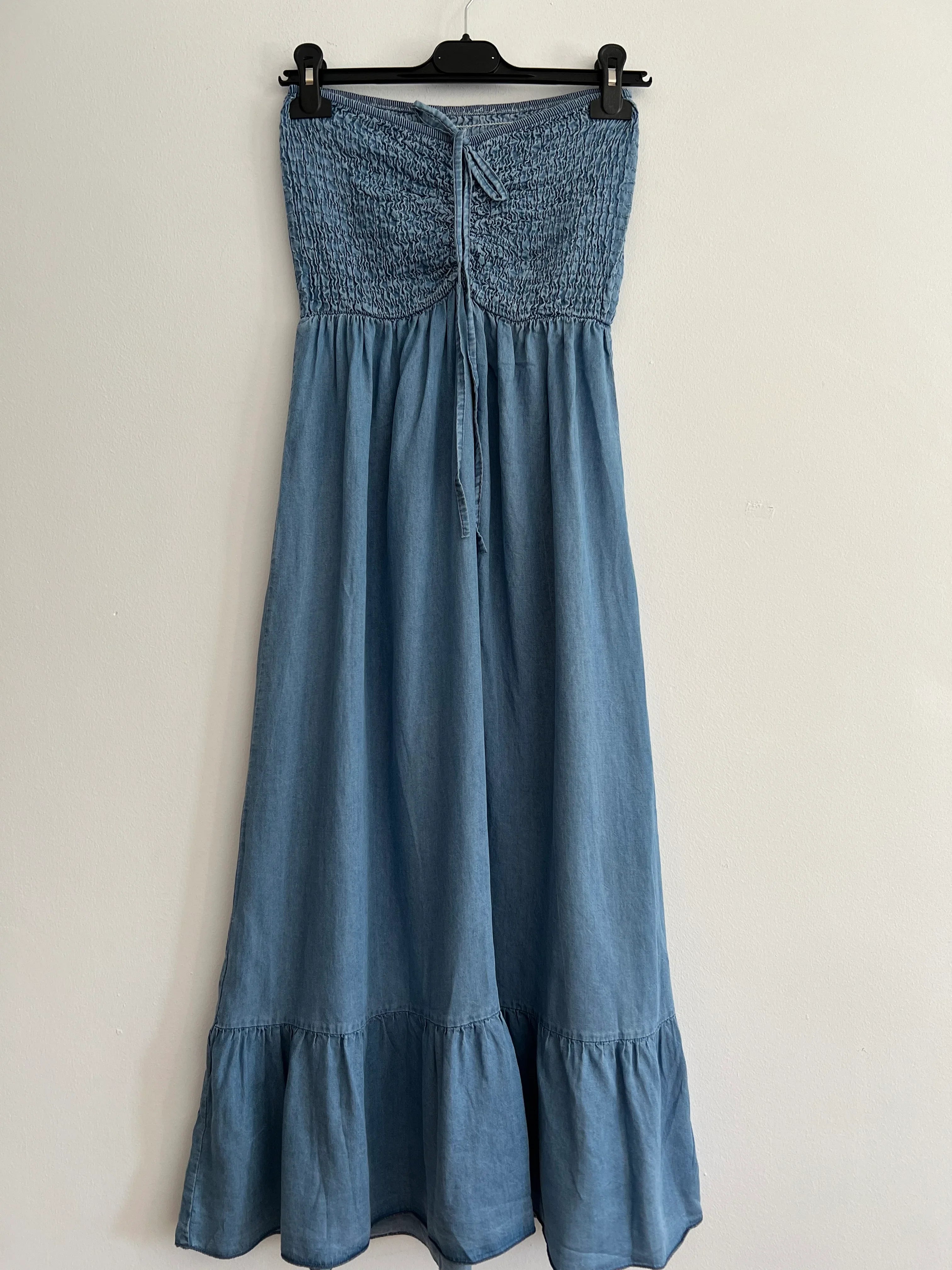 Vestido denim sin tirantes