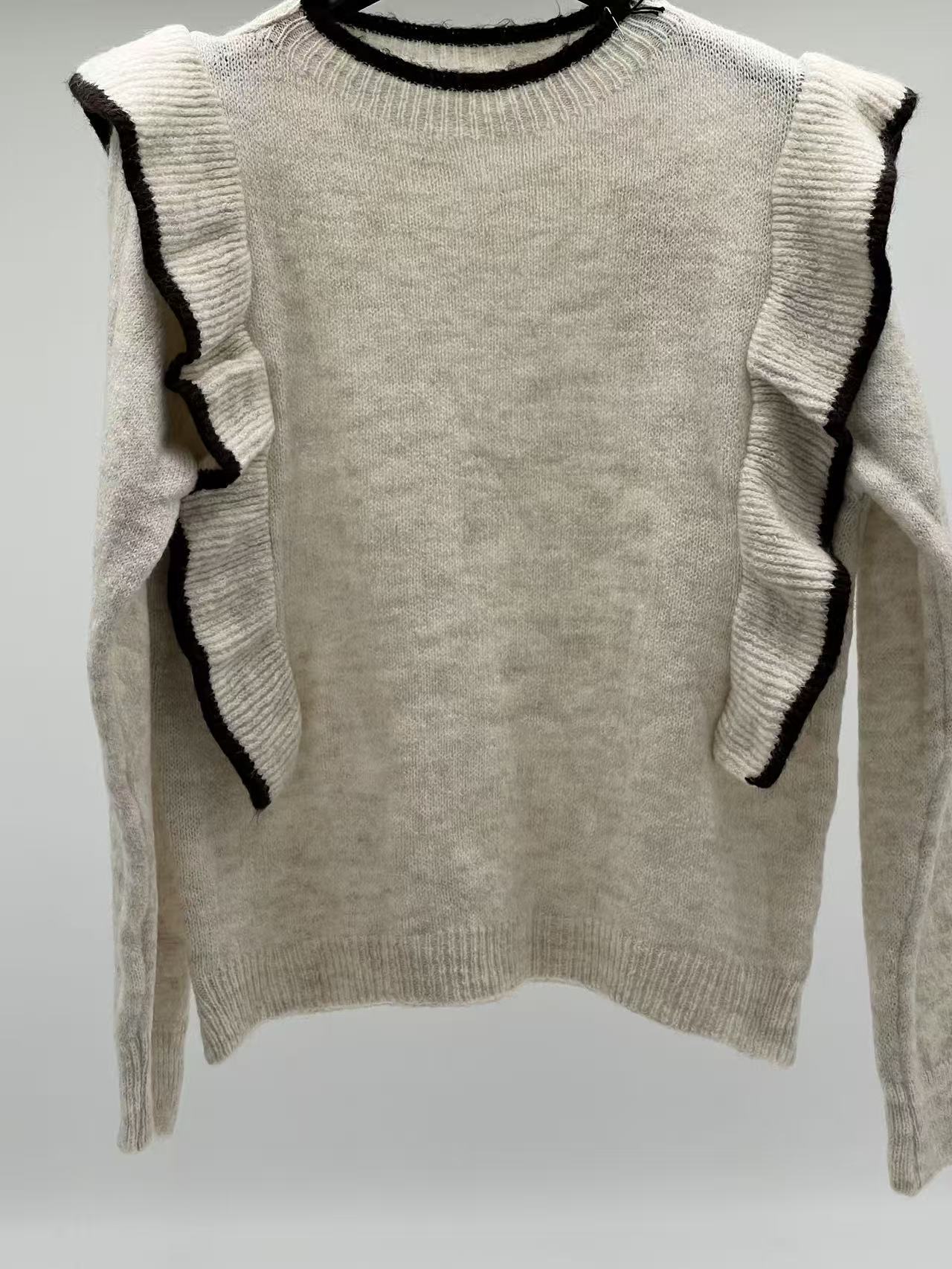 Jersey lana volantes beige