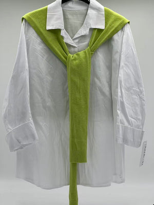 Camisa de Algodón con Capa de Punto Verde pera