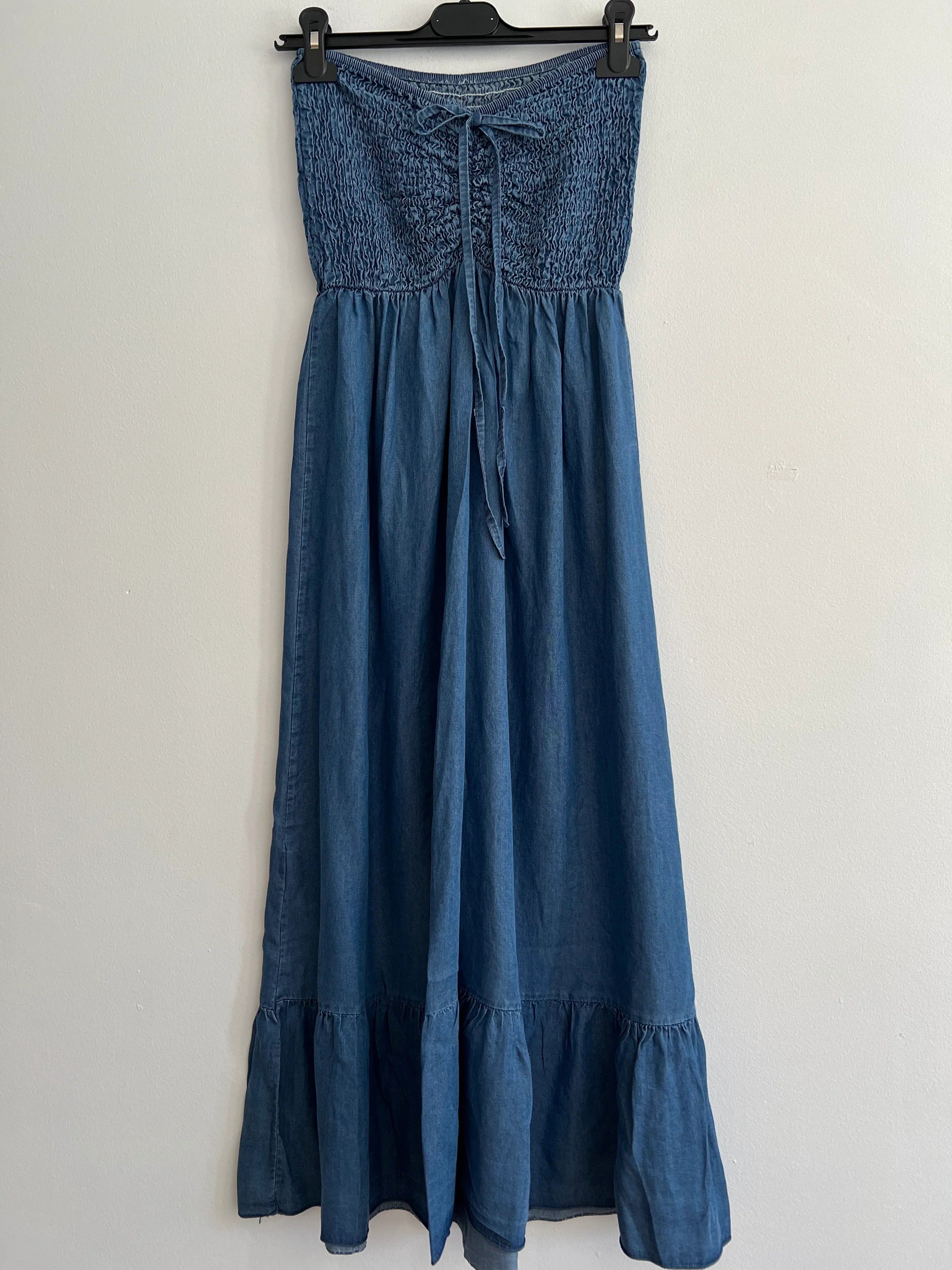 Vestido denim sin tirantes