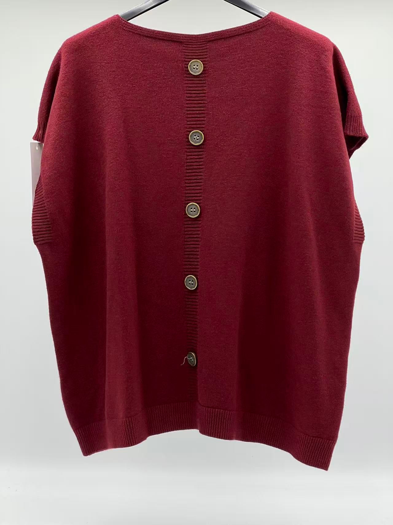 Jersey chaleco botones en trasera burdeos