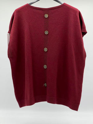 Jersey chaleco botones en trasera burdeos