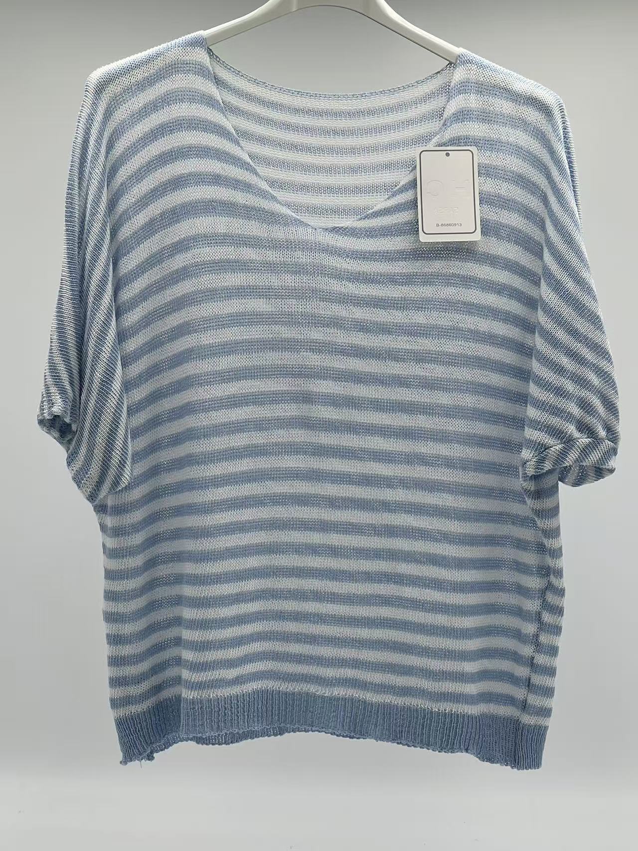 Jersey de Punto a Rayas Amarillo y Blanco Estilo Casual de Primavera