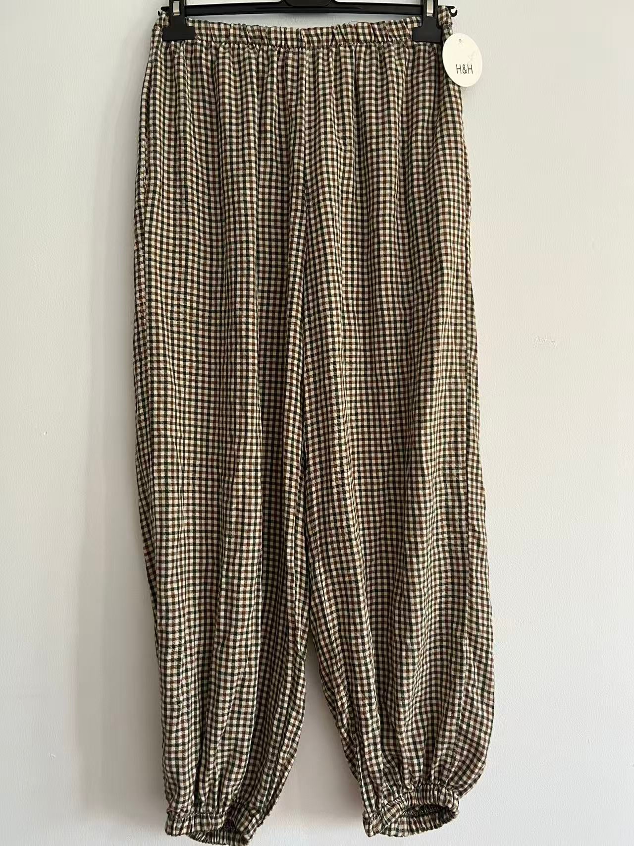 Pantalón cuadro largo verde caqui