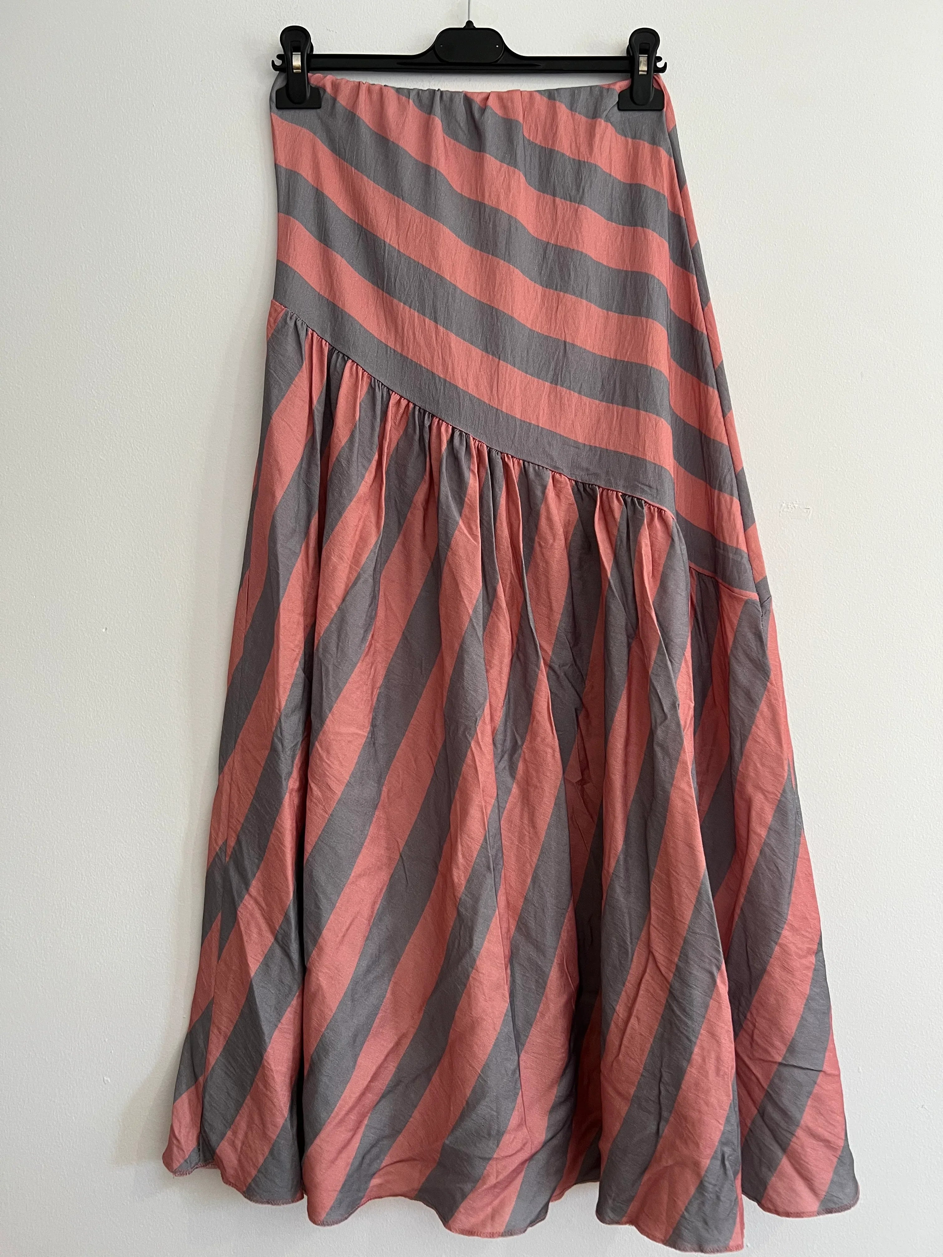 Falda rayas gris y coral