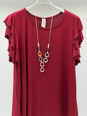 Camiseta volante burdeo