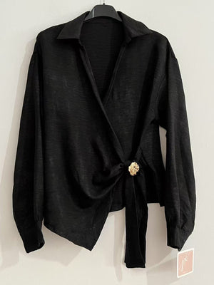 Camisa cruzada negra