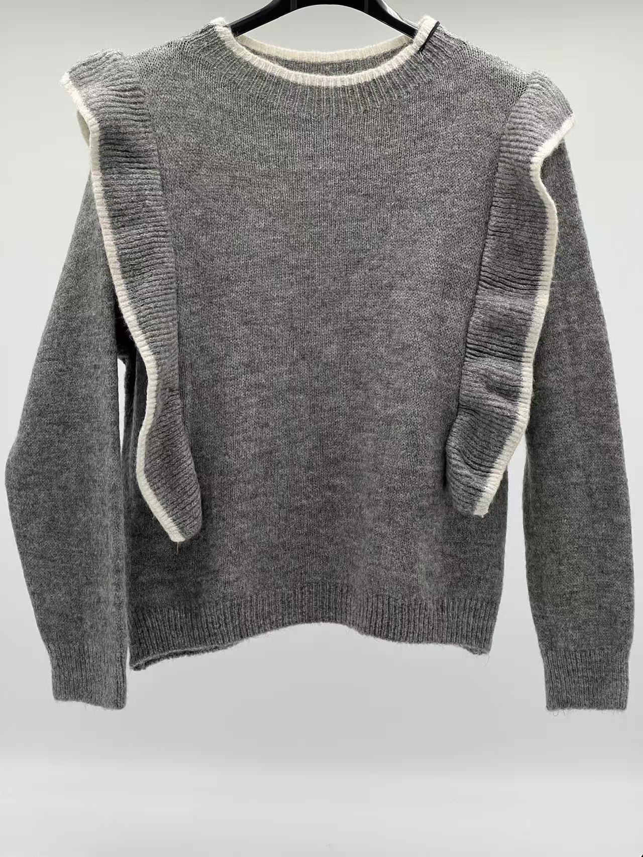 Jersey lana volantes gris