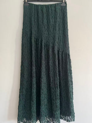 Falda larga encaje verde botella