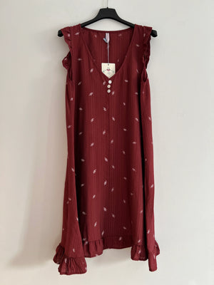 Vestido midi burdeo