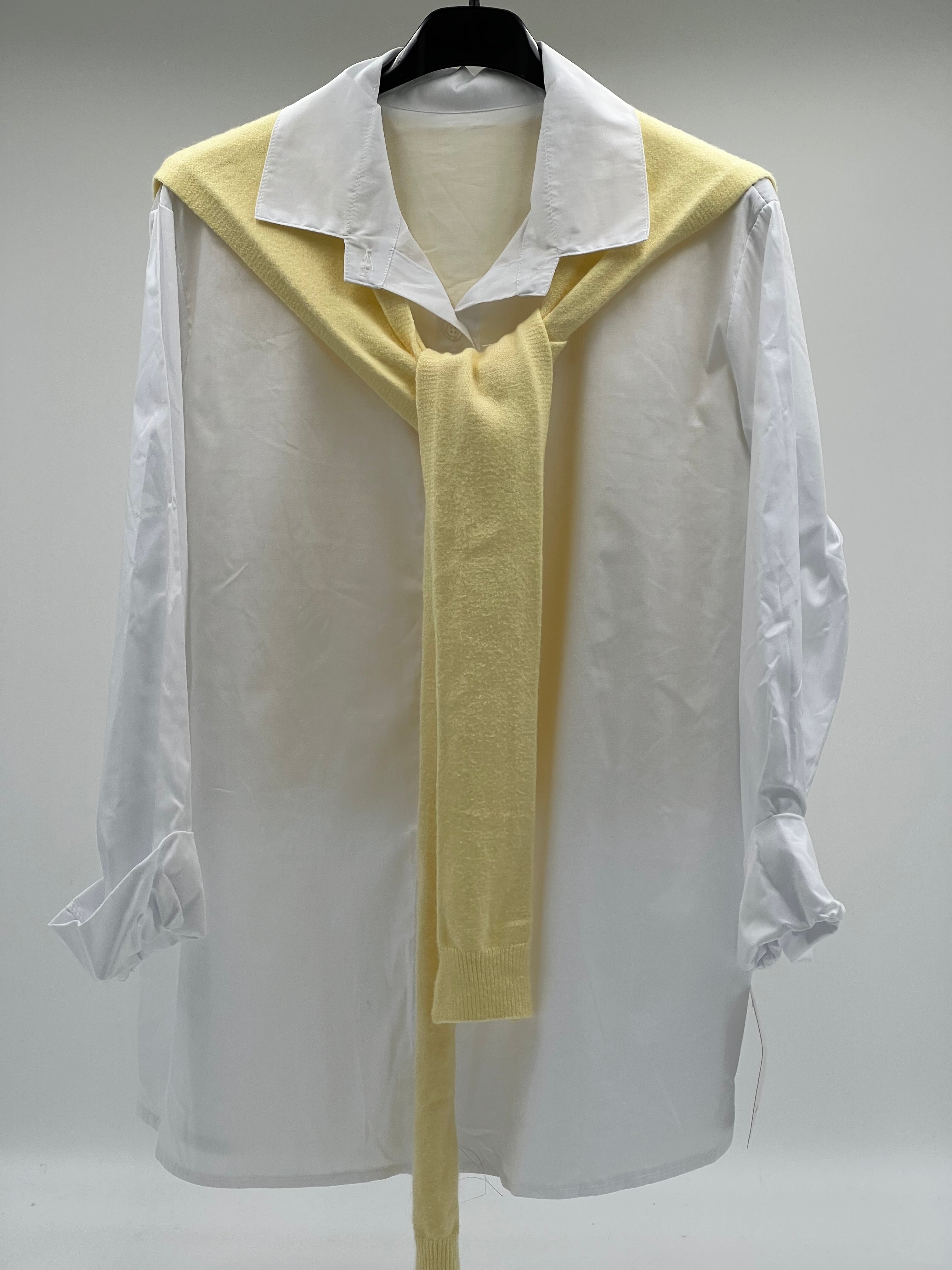 Camisa de Algodón con Capa de Punto amarilla 
