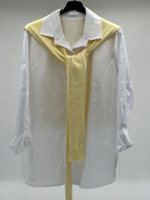 Camisa de Algodón con Capa de Punto amarilla 