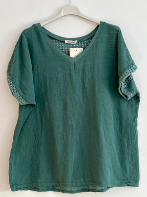 Blusa lino verde agua