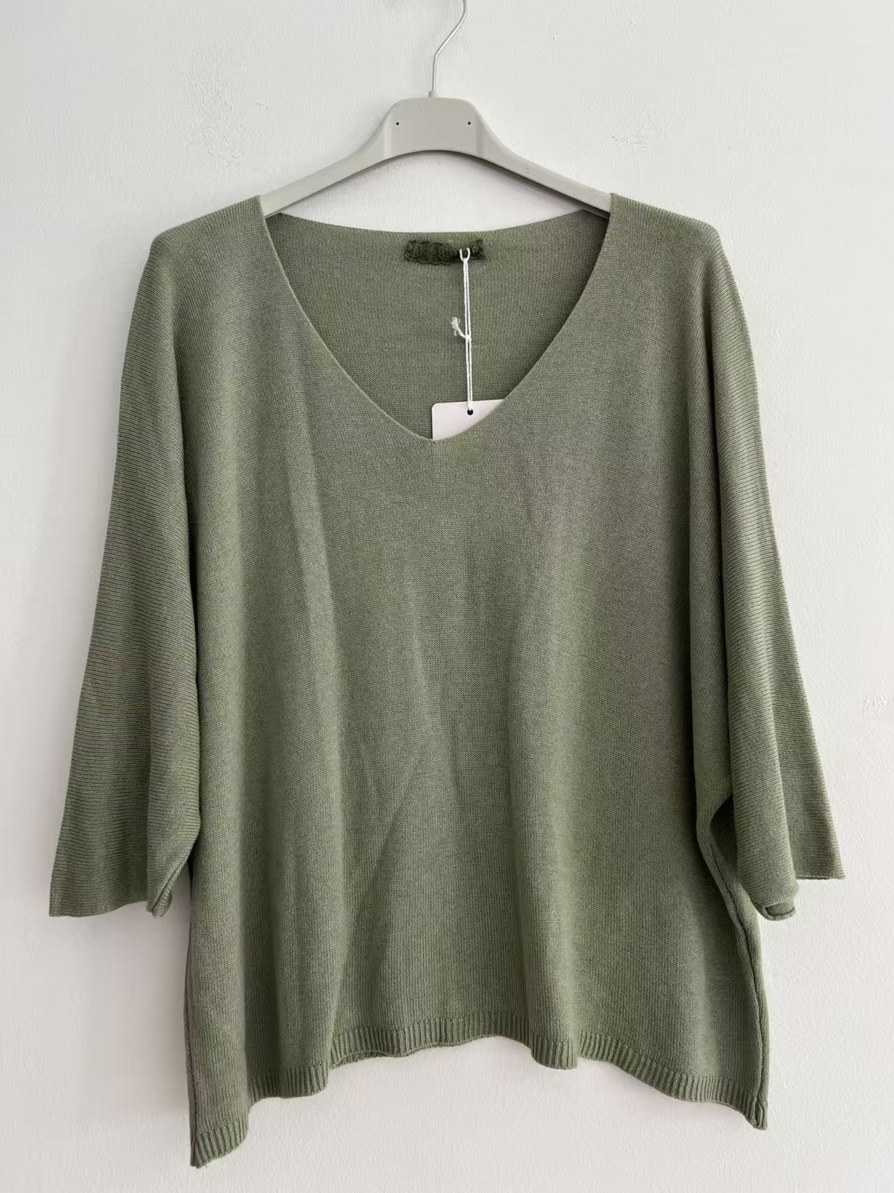 Blusa de puntos verde caqui