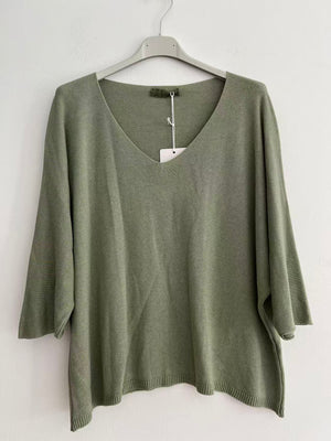 Blusa de puntos verde caqui