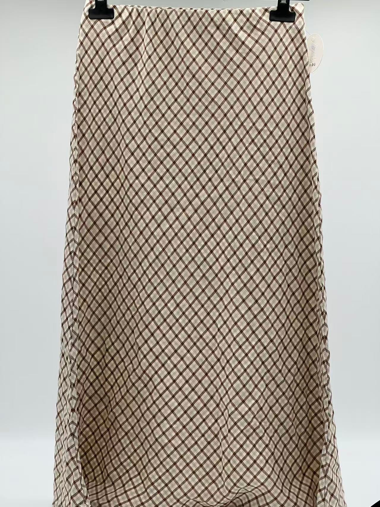 Falda cuadra larga beige