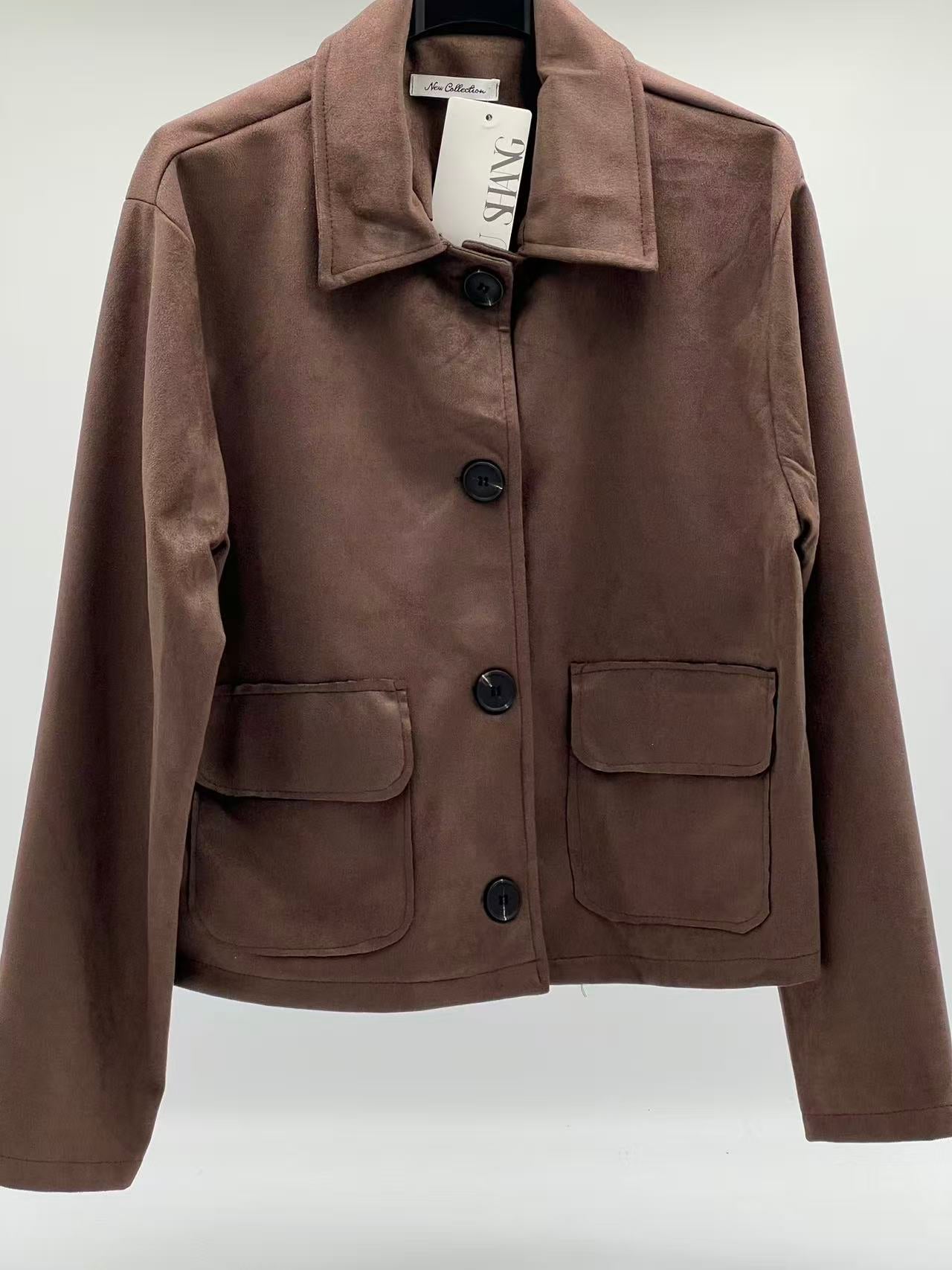 Chaqueta antelina marrón chocolate