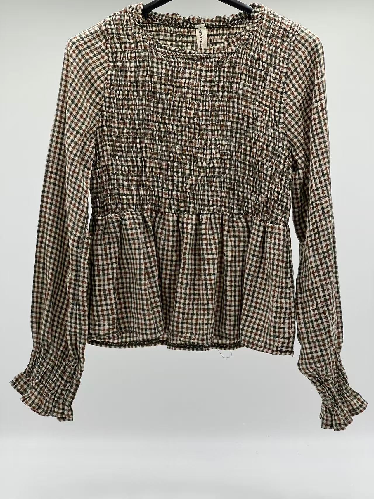 Blusa cuadro verde caqui