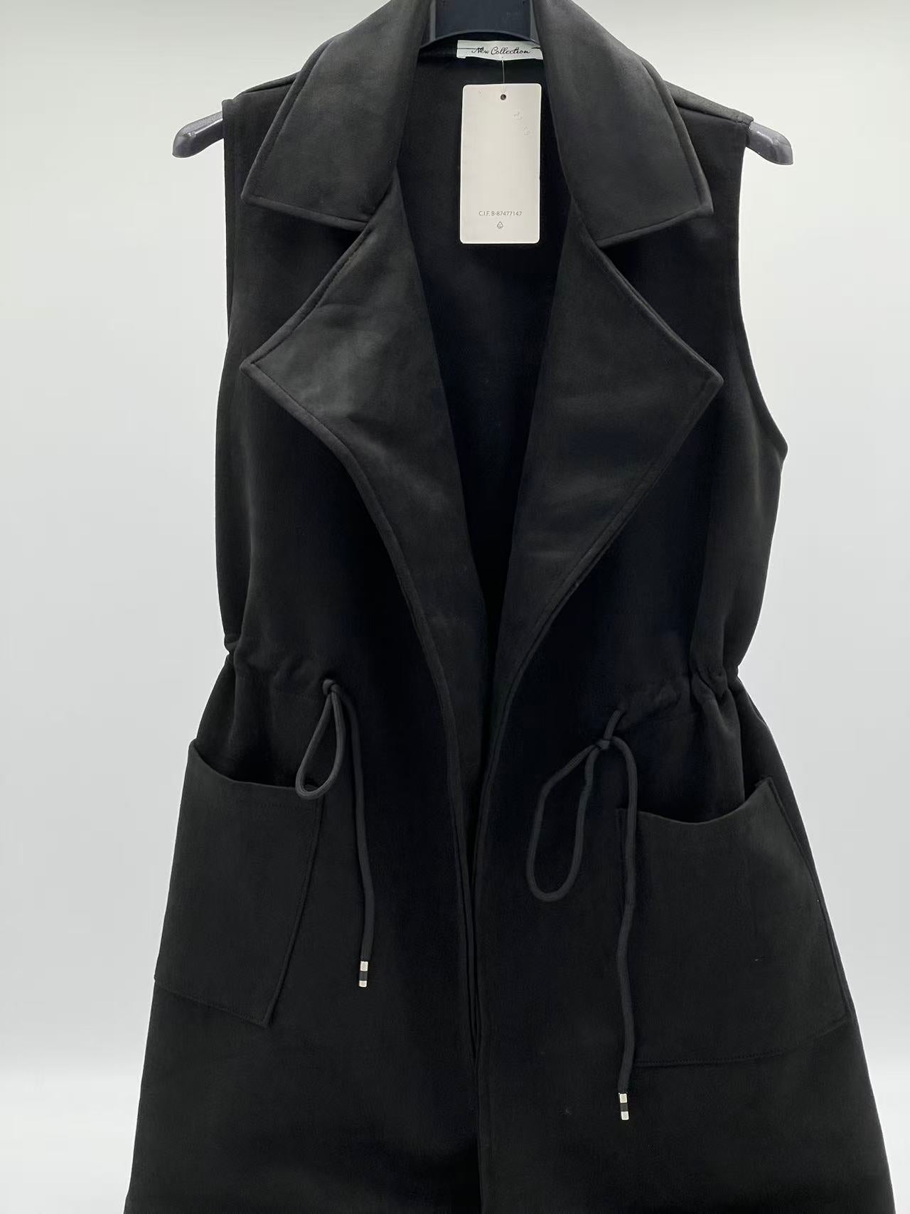 Chaleco antelina liso negro