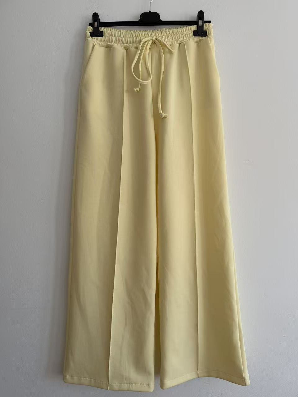 Pantalón Palazzo de Punto con Raya Marcada y Cintura Elástica