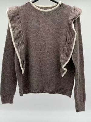 Jersey lana volantes taupe