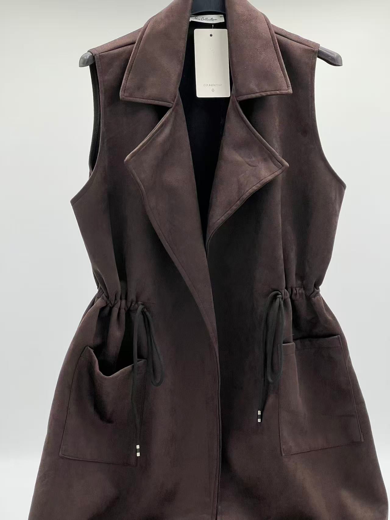 Chaleco antelina liso marrón chocolate 