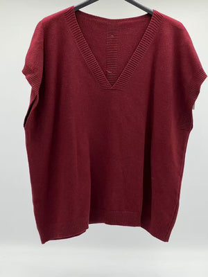 Jersey chaleco botones en trasera burdeos