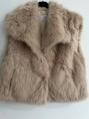 Chaleco efecto pelo beige 
