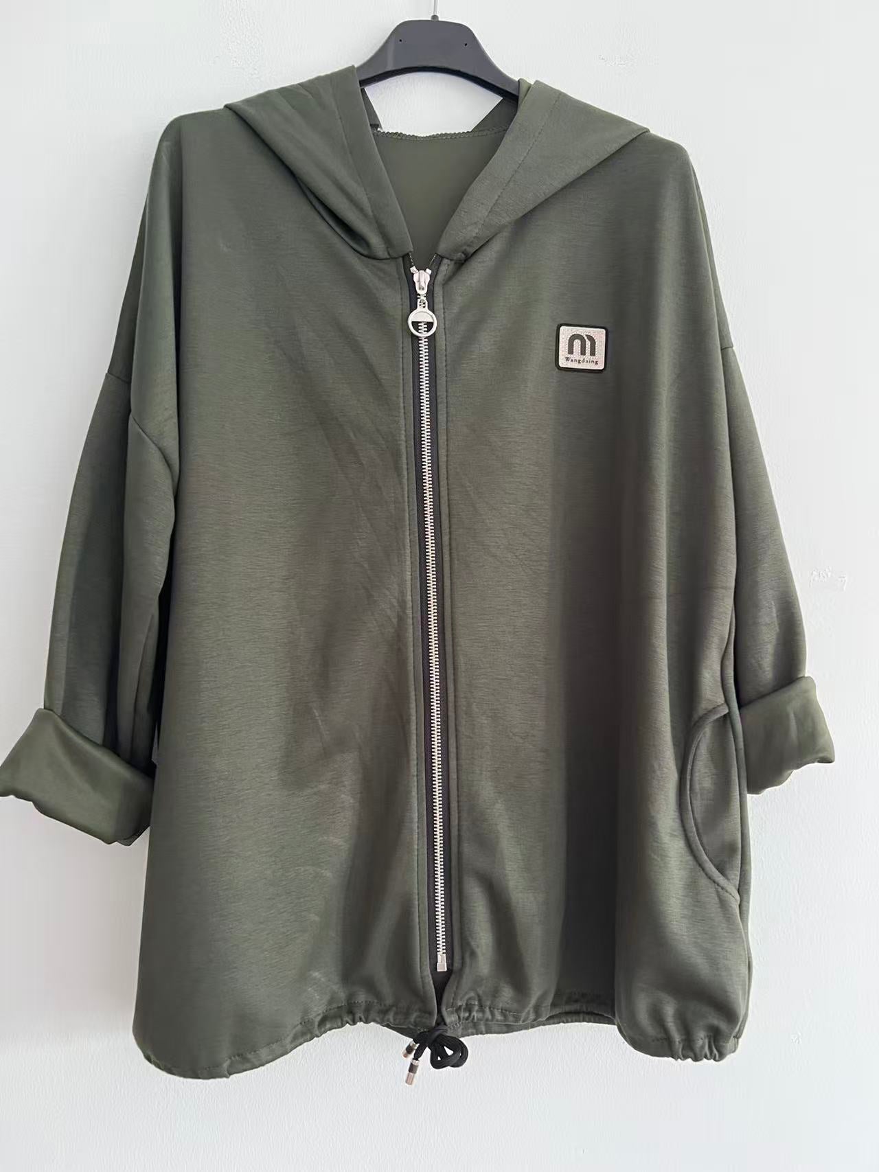 Sudadera lisa suave verde caqui